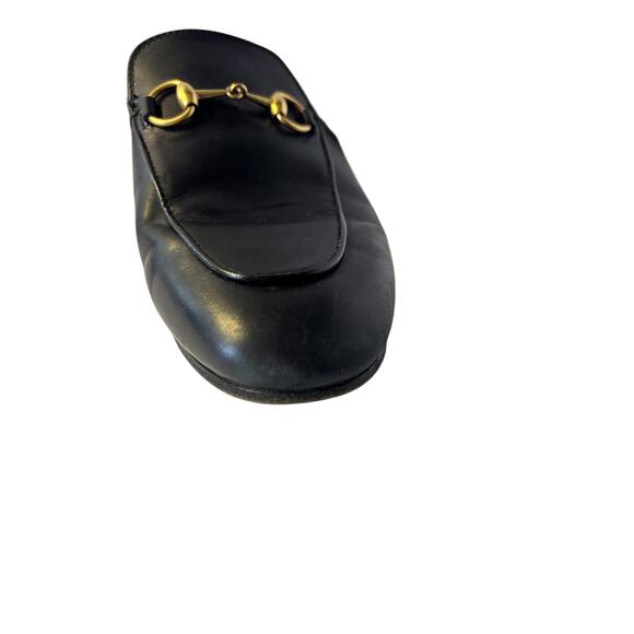 Gucci Princetown Black Leather Fur Lined Horsebit Mules Size 5.5 Designer Italy - Picture 5 of 7